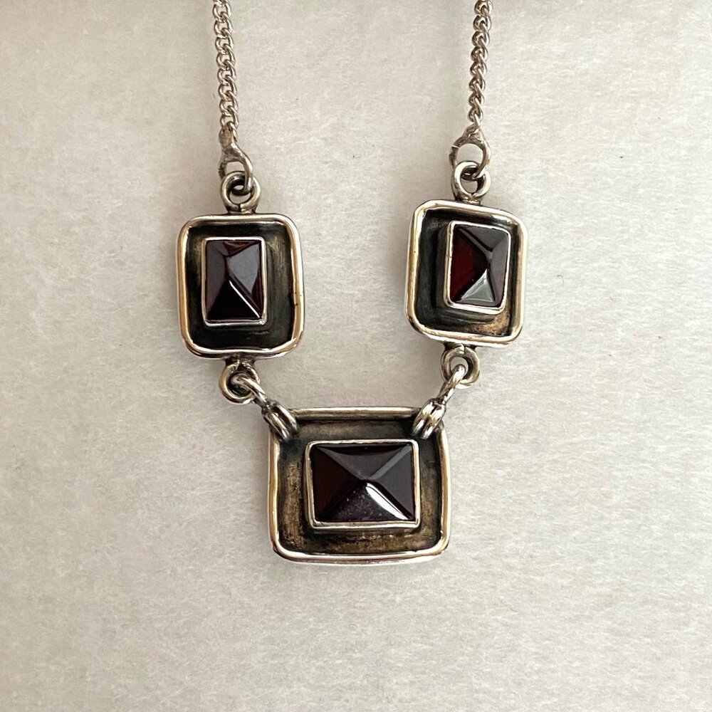 Sterling Silver 925 Rectangular Bezel Set 3 Stone… - image 4